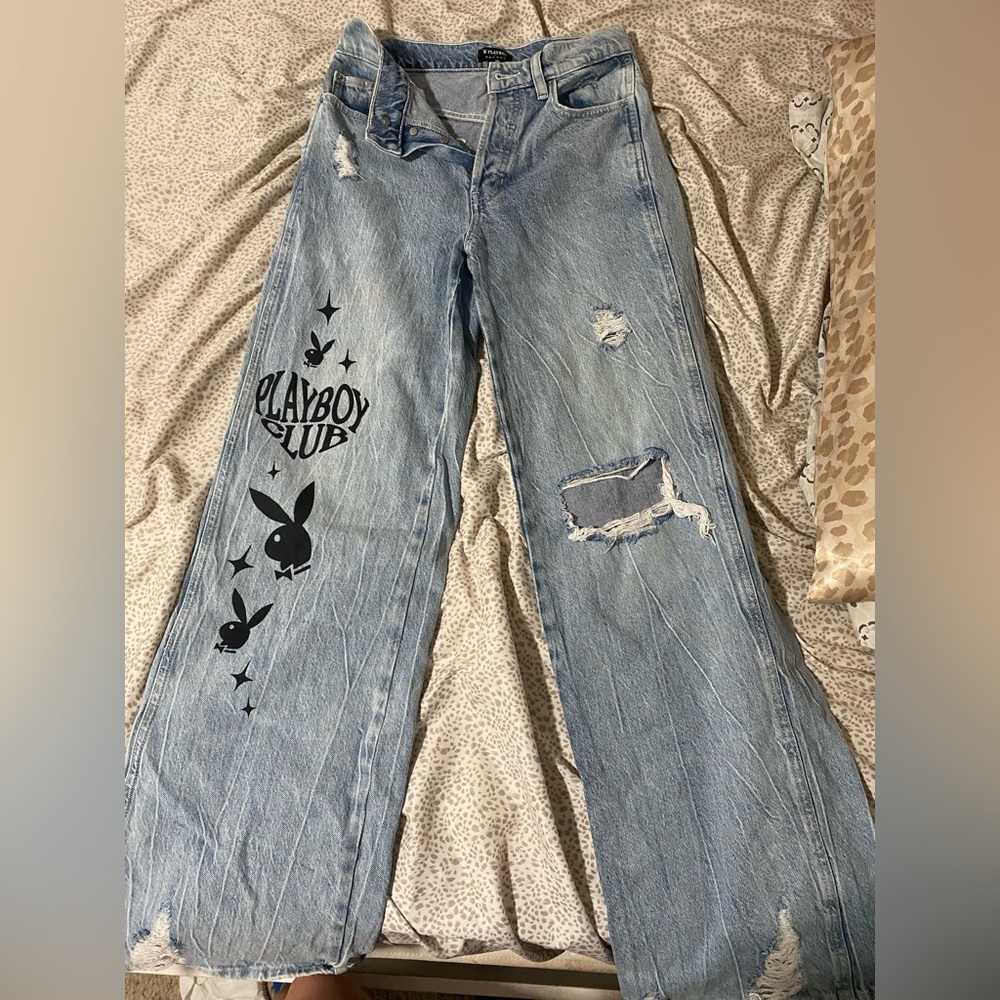 PACSUN Playboy flare light-medium wash jeans
